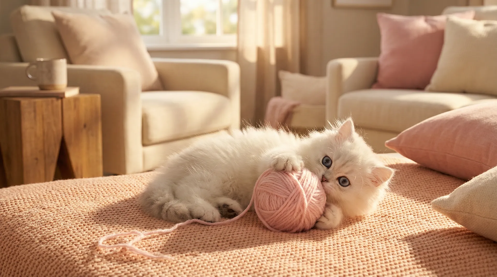 白色小猫玩毛线球 - 狠狠撸